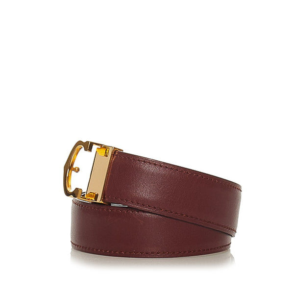 カルティエ ブラウン レザー ベルト レディース CARTIER 【中古】