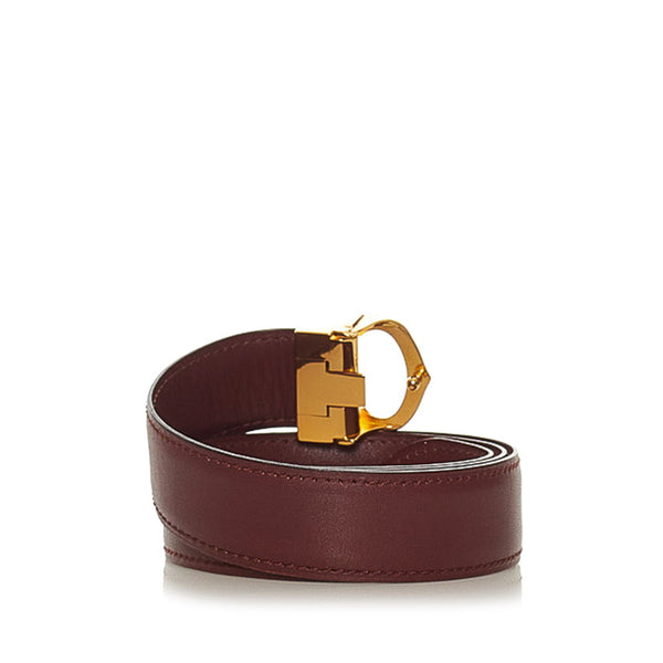 カルティエ ブラウン レザー ベルト レディース CARTIER 【中古】