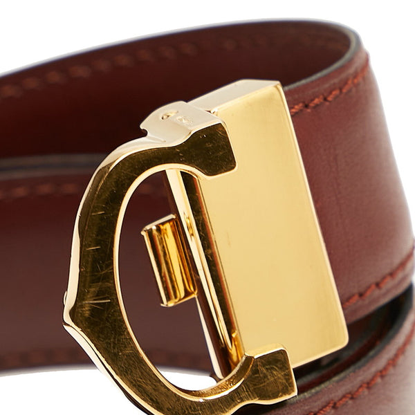 カルティエ ブラウン レザー ベルト レディース CARTIER 【中古】