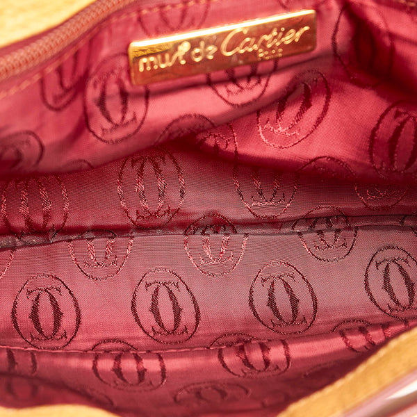 カルティエ マスト ベージュ ワインレッド レザー クラッチバッグ レディース CARTIER 【中古】