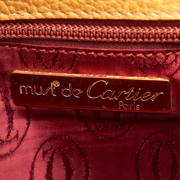 カルティエ マスト ベージュ ワインレッド レザー クラッチバッグ レディース CARTIER 【中古】