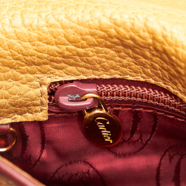 カルティエ マスト ベージュ ワインレッド レザー クラッチバッグ レディース CARTIER 【中古】