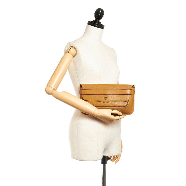 カルティエ マスト ベージュ ワインレッド レザー クラッチバッグ レディース CARTIER 【中古】