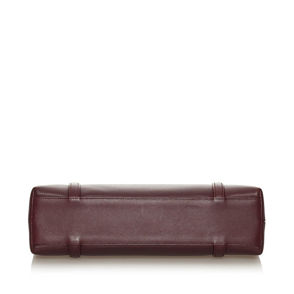 カルティエ カボション ワインレッド レザー ハンドバッグ レディース CARTIER 【中古】