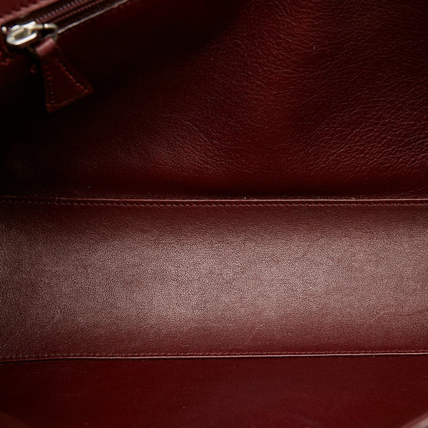 カルティエ カボション ワインレッド レザー ハンドバッグ レディース CARTIER 【中古】