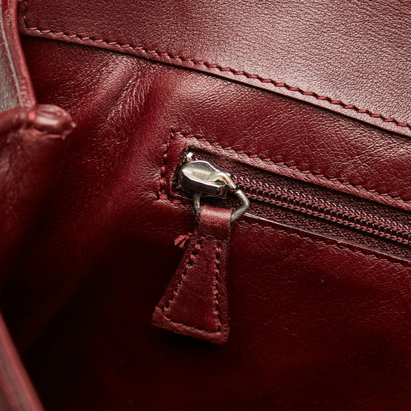 カルティエ カボション ワインレッド レザー ハンドバッグ レディース CARTIER 【中古】