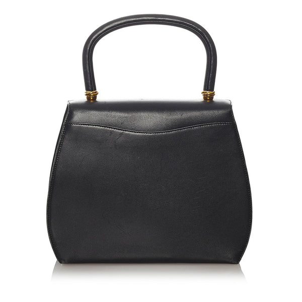 カルティエ パンテール ブラック レザー ハンドバッグ レディース CARTIER 【中古】