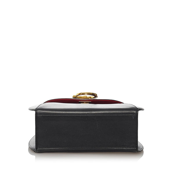 カルティエ パンテール ブラック レザー ハンドバッグ レディース CARTIER 【中古】