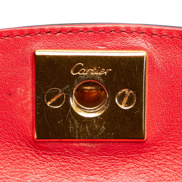 カルティエ パンテール ブラック レザー ハンドバッグ レディース CARTIER 【中古】