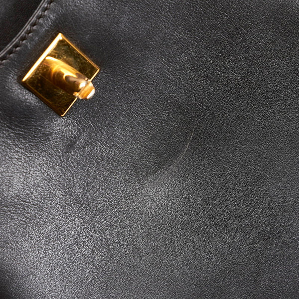 カルティエ パンテール ブラック レザー ハンドバッグ レディース CARTIER 【中古】