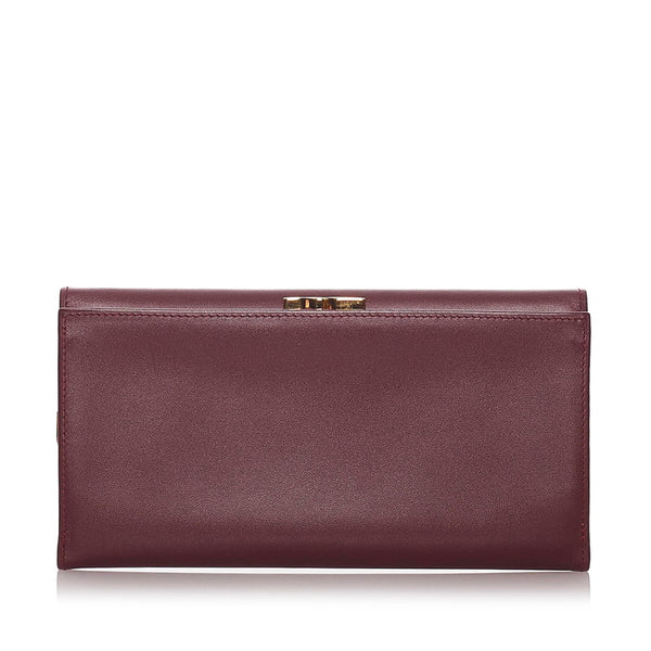 カルティエ マスト  ワインレッド レザー 長財布 レディース CARTIER 【中古】