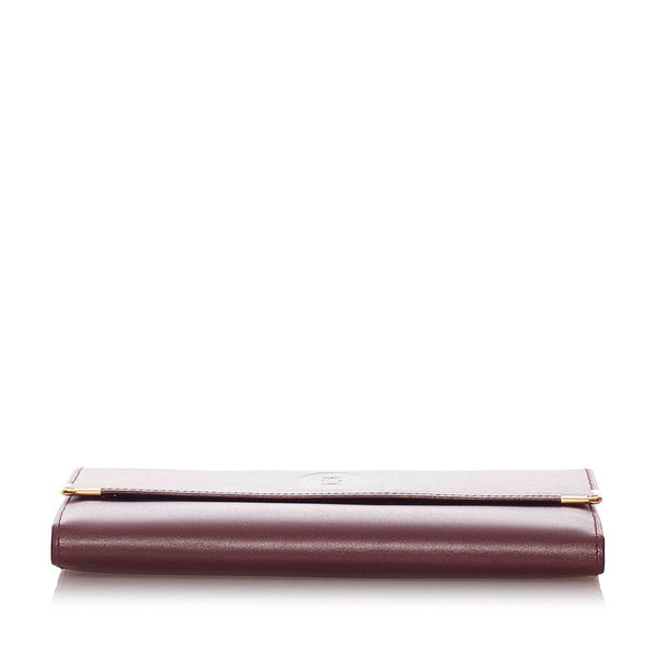 カルティエ マスト  ワインレッド レザー 長財布 レディース CARTIER 【中古】