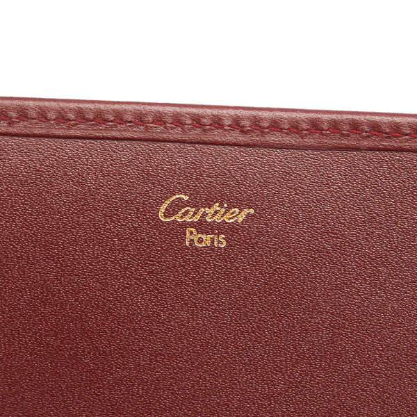 カルティエ マスト  ワインレッド レザー 長財布 レディース CARTIER 【中古】