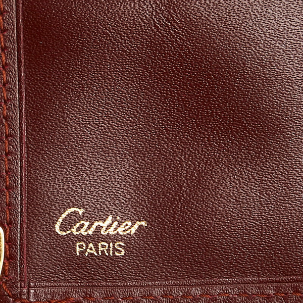 カルティエ ワインレッド レザー 二つ折り財布 レディース CARTIER 【中古】