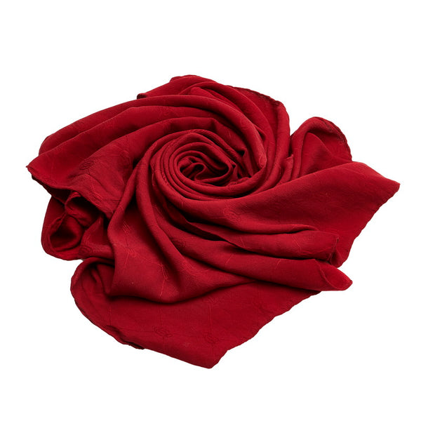 カルティエ ロゴ ワインレッド シルク スカーフ レディース CARTIER 【中古】