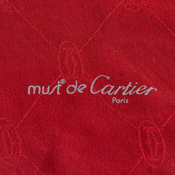 カルティエ ロゴ ワインレッド シルク スカーフ レディース CARTIER 【中古】