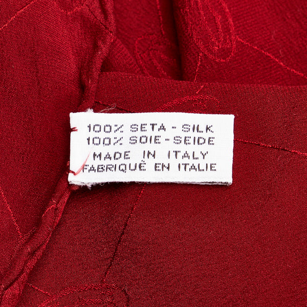 カルティエ ロゴ ワインレッド シルク スカーフ レディース CARTIER 【中古】