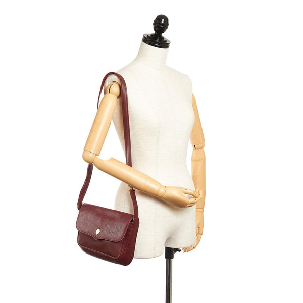 カルティエ マスト 斜め掛け ショルダーバッグ ワインレッド レザー レディース CARTIER 【中古】