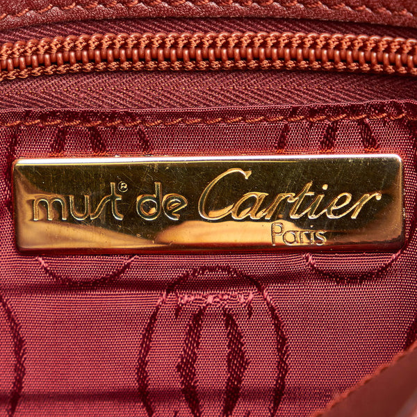 カルティエ マスト 斜め掛け ショルダーバッグ ワインレッド レザー レディース CARTIER 【中古】