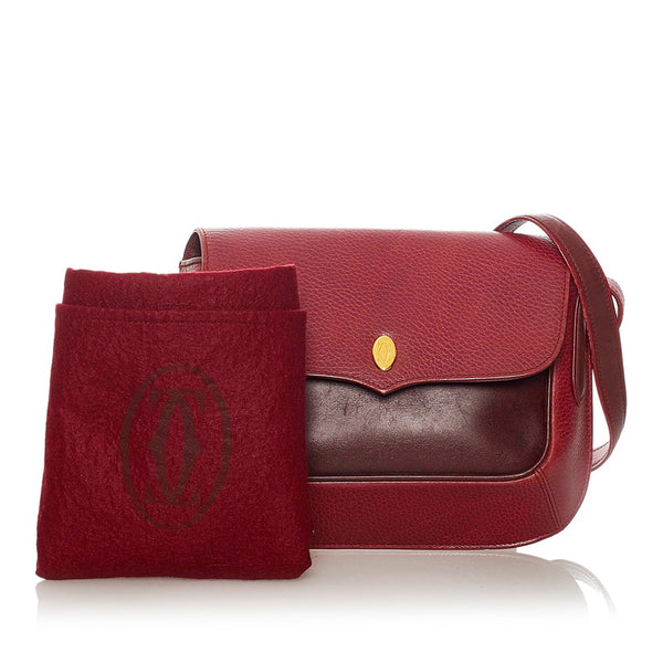 カルティエ マスト 斜め掛け ショルダーバッグ ワインレッド レザー レディース CARTIER 【中古】