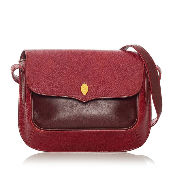 カルティエ マスト 斜め掛け ショルダーバッグ ワインレッド レザー レディース CARTIER 【中古】