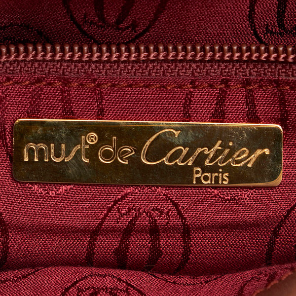カルティエ マスト 斜め掛け ショルダーバッグ ワインレッド レザー レディース CARTIER 【中古】