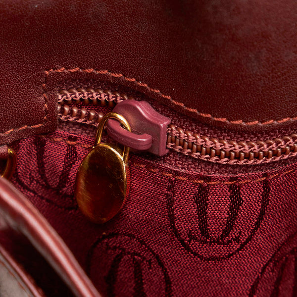 カルティエ マスト 斜め掛け ショルダーバッグ ワインレッド レザー レディース CARTIER 【中古】