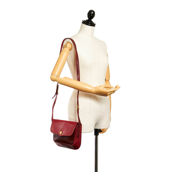 カルティエ マスト 斜め掛け ショルダーバッグ ワインレッド レザー レディース CARTIER 【中古】