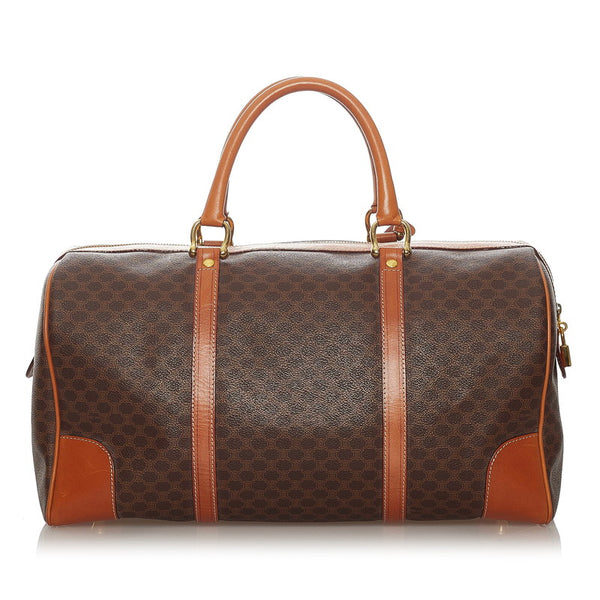 セリーヌ マカダム ブラウン PVC レザー ボストンバッグ レディース CELINE 【中古】