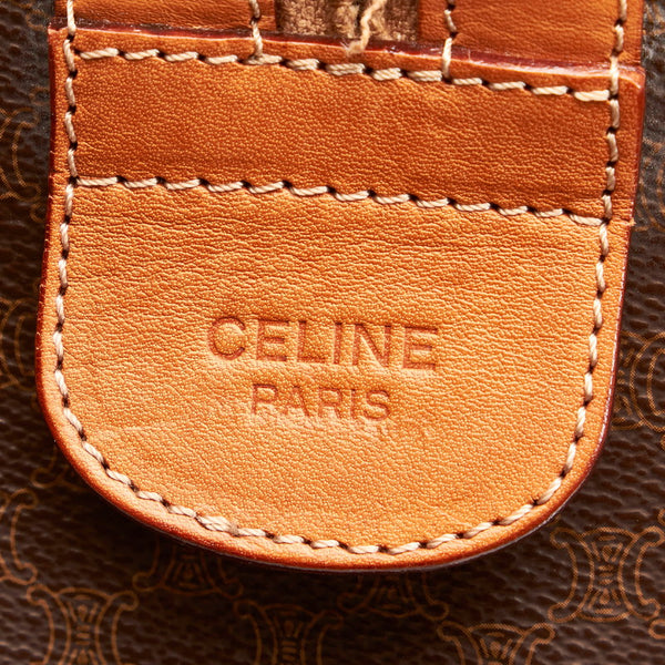 セリーヌ マカダム ブラウン PVC レザー ボストンバッグ レディース CELINE 【中古】
