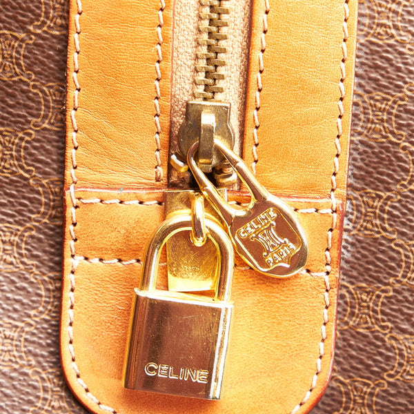 セリーヌ マカダム ブラウン PVC レザー ボストンバッグ レディース CELINE 【中古】