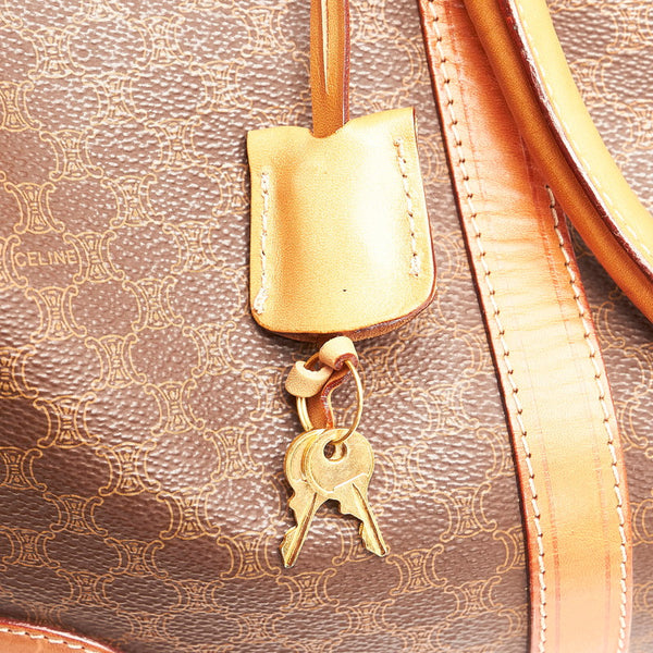セリーヌ マカダム ブラウン PVC レザー ボストンバッグ レディース CELINE 【中古】