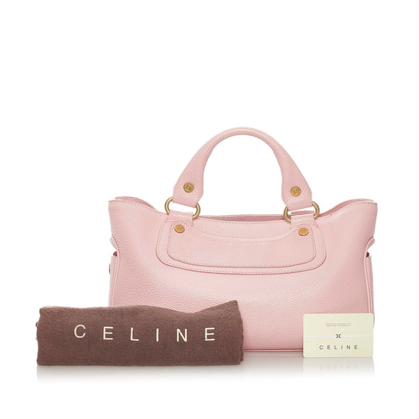 セリーヌ ブギーバッグ ピンク レザー ハンドバッグ レディース CELINE 【中古】