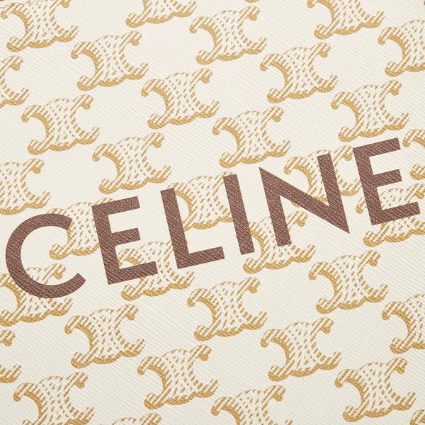 セリーヌ トリオンフ バーティカル ホワイト PVC レザー ハンドバッグ ショルダーバッグ 2WAY レディース CELINE 【中古】