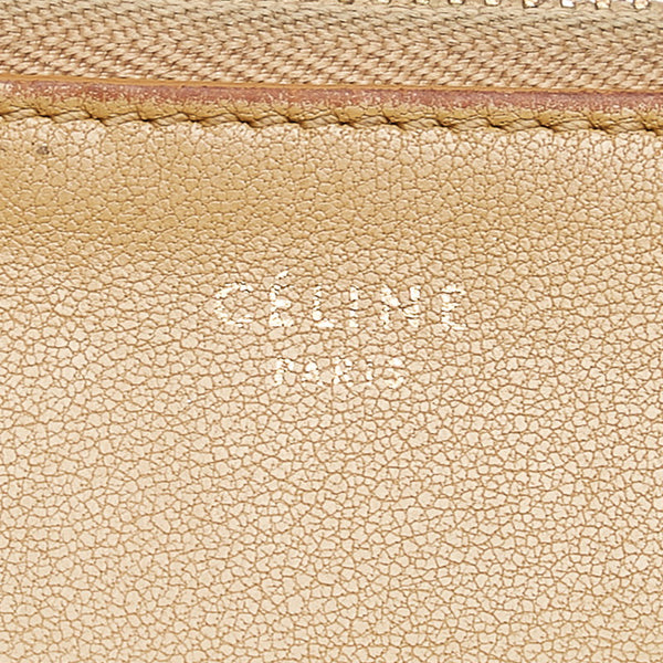 セリーヌ バイカラー ポーチ ベージュ レッド レザー レディース CELINE 【中古】