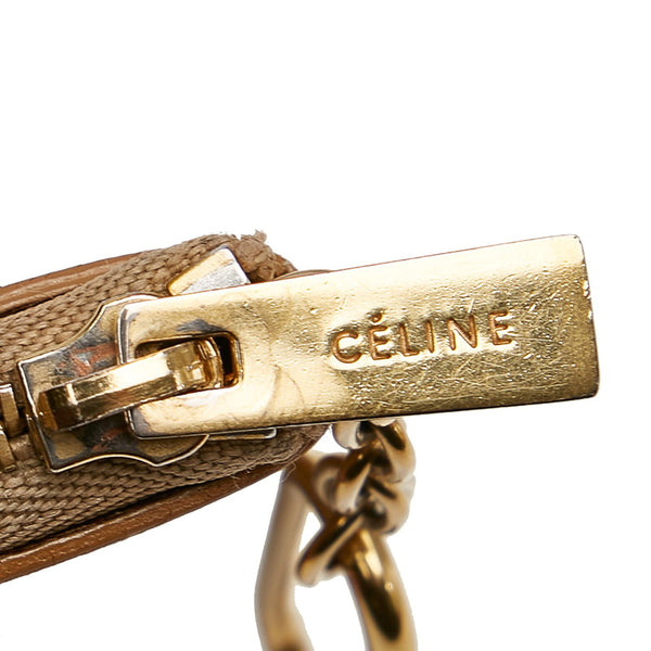 セリーヌ バイカラー ポーチ ベージュ レッド レザー レディース CELINE 【中古】
