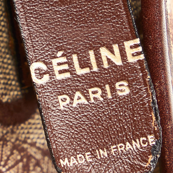 セリーヌ Cロゴ 斜め掛け ショルダーバッグ ベージュ ブラウン キャンバス レザー レディース CELINE 【中古】