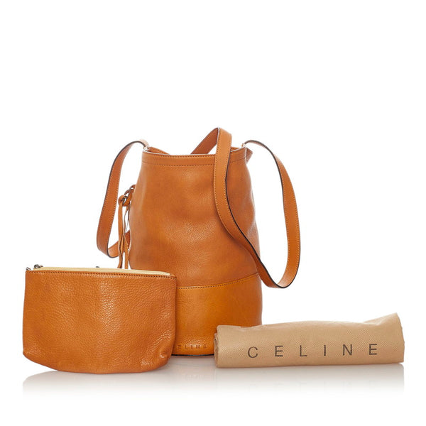 セリーヌ ブラウン レザー 斜め掛け ショルダーバッグ レディース CELINE 【中古】