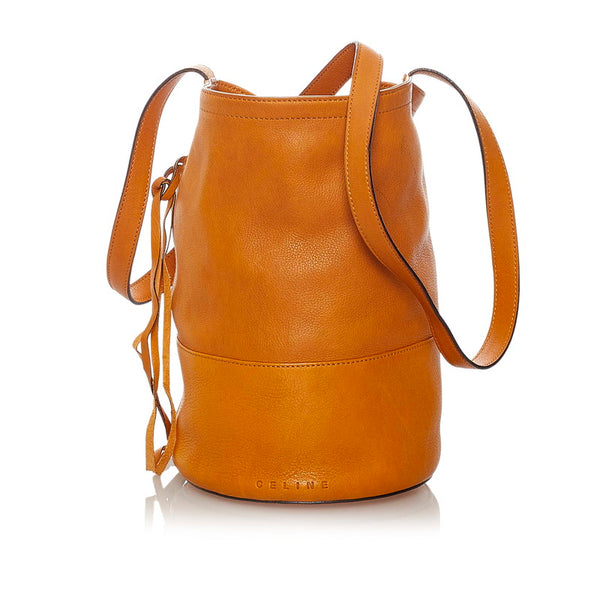 セリーヌ ブラウン レザー 斜め掛け ショルダーバッグ レディース CELINE 【中古】