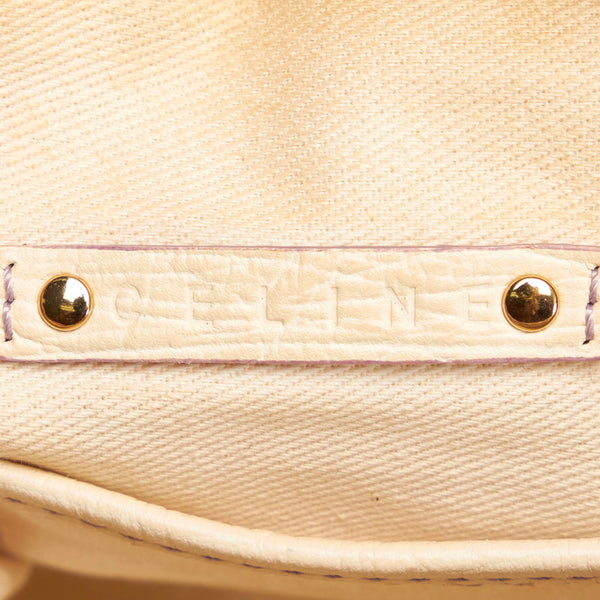 セリーヌ マカダム パープル ホワイト キャンバス ショルダーバッグ レディース CELINE 【中古】