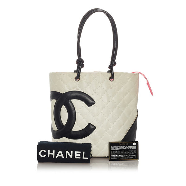 シャネル カンボン　スモール ホワイト レザー ハンドバッグ レディース CHANEL 【中古】