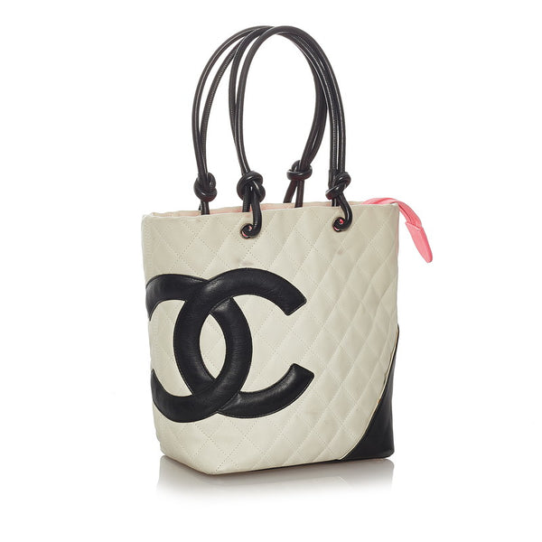 シャネル カンボン　スモール ホワイト レザー ハンドバッグ レディース CHANEL 【中古】