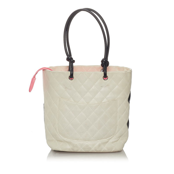 シャネル カンボン　スモール ホワイト レザー ハンドバッグ レディース CHANEL 【中古】