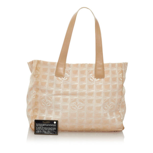 シャネル ニュートラベル ベージュ キャンバス レザー トートバッグ レディース CHANEL 【中古】