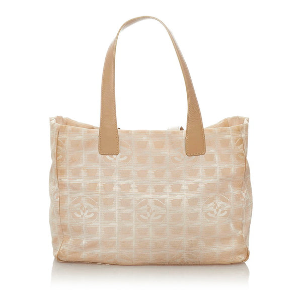 シャネル ニュートラベル ベージュ キャンバス レザー トートバッグ レディース CHANEL 【中古】