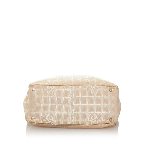 シャネル ニュートラベル ベージュ キャンバス レザー トートバッグ レディース CHANEL 【中古】