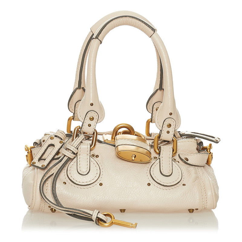 クロエ パディントン ベージュ レザー ハンドバッグ レディース Chloe 【中古】
