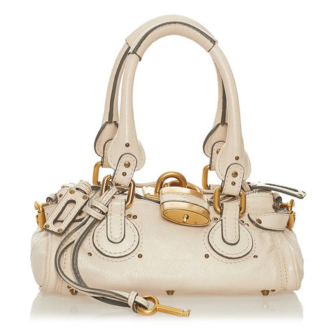クロエ パディントン ベージュ レザー ハンドバッグ レディース Chloe 【中古】