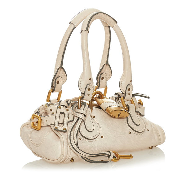 クロエ パディントン ベージュ レザー ハンドバッグ レディース Chloe 【中古】