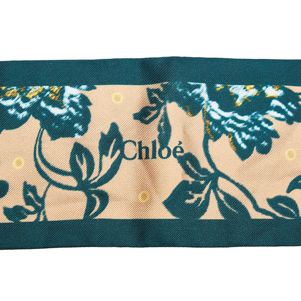 クロエ スカーフ ブラウン ベージュ シルク スカーフ レディース Chloe 【中古】